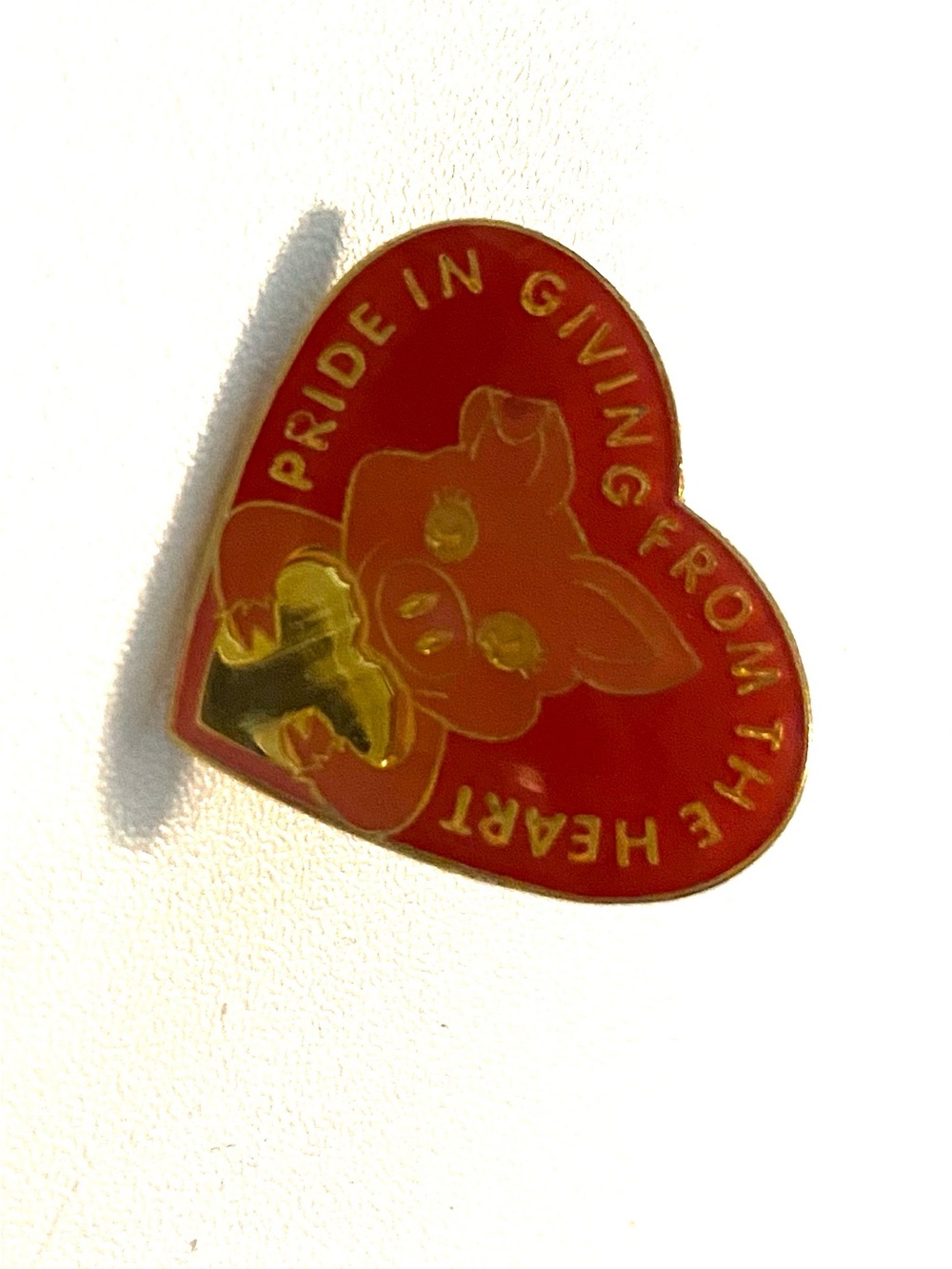 Red Heart Enamel Pin with Gold Accents